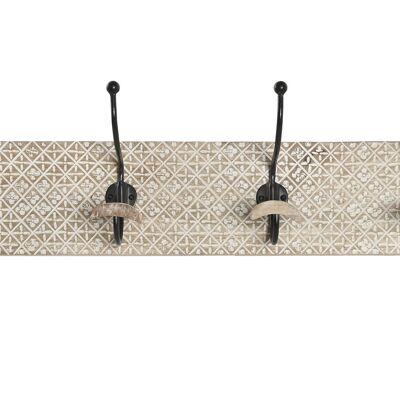WALL COAT RACK WITH IRON HANDLE 76X14X21 CARVED PP209098