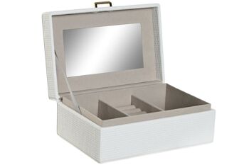 BOITE A BIJOUX PU 18X7X12 BLANC JO213053 1