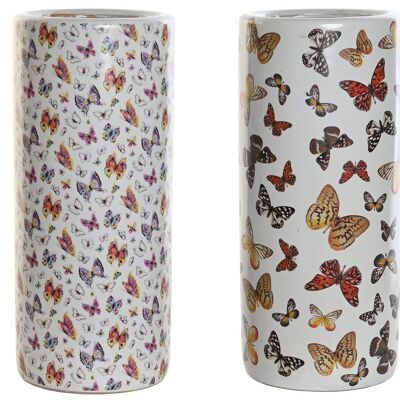 PORTE PARAPLUIE PORCELAINE 19X19X45 PAPILLONS 2 ASSORTIMENTS. MB204740