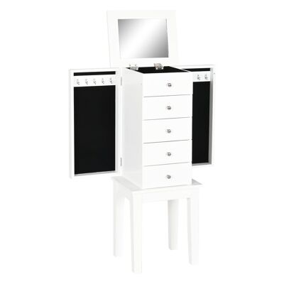 MDF MIRROR JEWELRY BOX 34X32X70 5 DRAWERS WHITE LACQUER JO208626