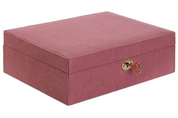 BOITE A BIJOUX POLYESTER 27X19X9 VELOURS CÔTELÉ MAGENTA JO213054 3