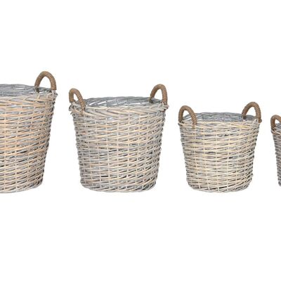 LEÑERA SET 4 MIMBRE CUERDA 55X58X57 CIRCULAR DC209453