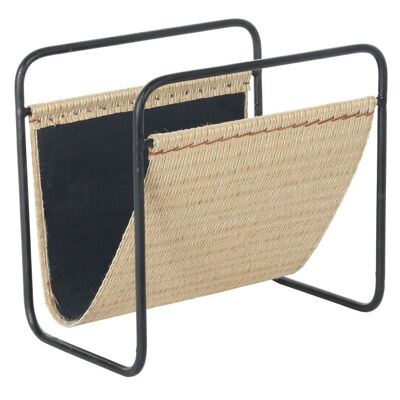 MAGAZINE RACK METAL RATTAN 39X26X36 NATURAL MB194351