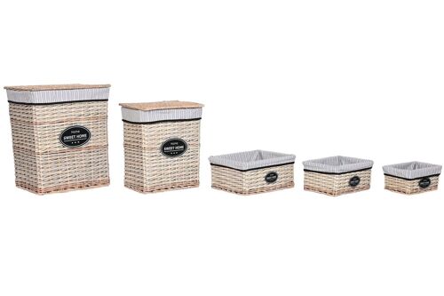 CESTA ROPA SET 5 MIMBRE TELA 47X35X55 NATURAL DC213775