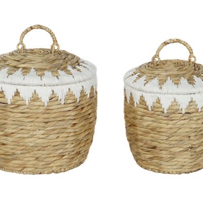 CESTA SET 2 FIBRA ALGODON 35X35X37 TAPA NATURAL DC209689