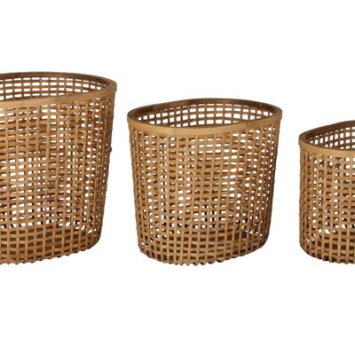 CESTINO SET 3 BAMBOO 54,5X43X50 MARRONE NATURALE DC189084