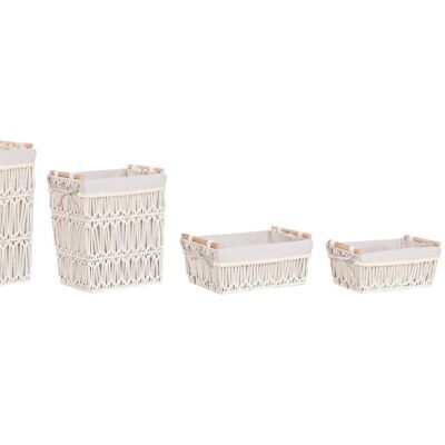 CESTINO BIANCO SET 5 MACRAME METALLO 41X31X49 BIANCO DC213770