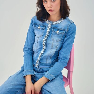 Women's denim jacket (Pearl and Rhinestones)