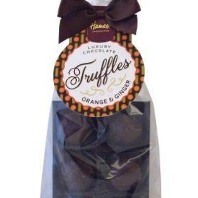 Bolsa de 6 trufas de chocolate amargo con naranja y jengibre de lujo