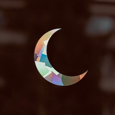 Window sticker moon with prismatic effect