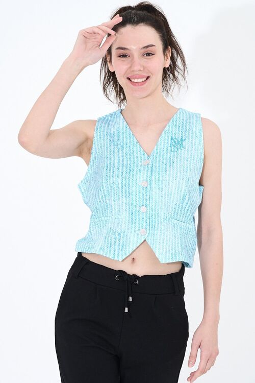 Top sans manche bleu ciel - T-10940 - 6994