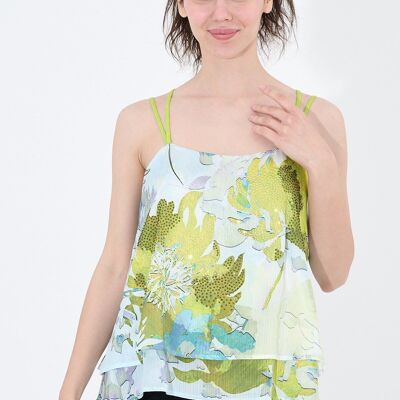 A strap top decorated with colors - T-10936 - 7213