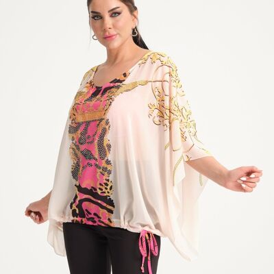 Transparent blouse with elastic waist - T-7292 -6286