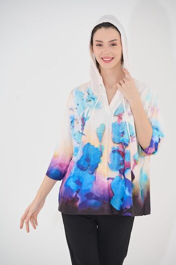 Blouse col V - T-7319 -6380 1