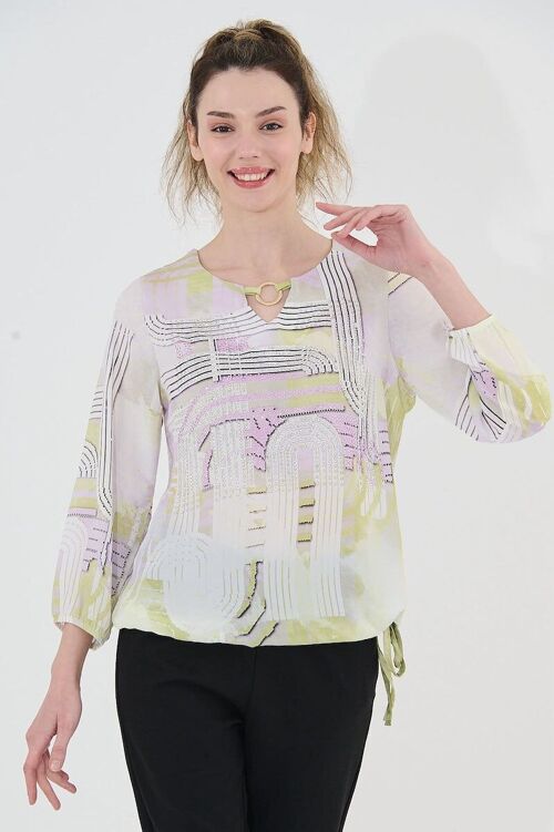 Blouse à strass à motif, - T-10850-6897