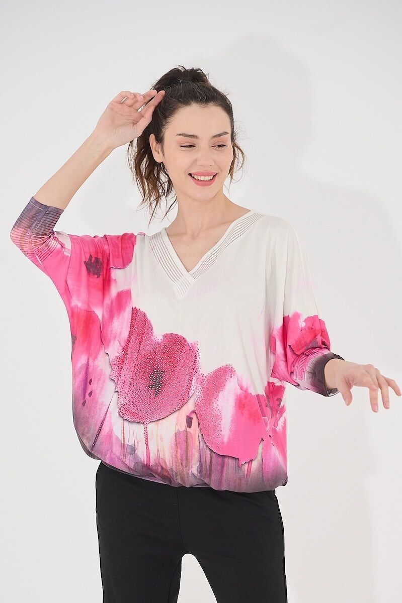 Blusa cuello pico - T-6364 -6390