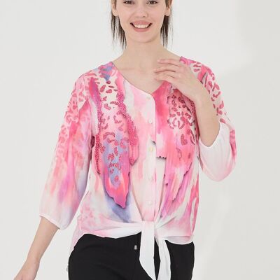 Charming buttoned blouse - T-9481 -7057