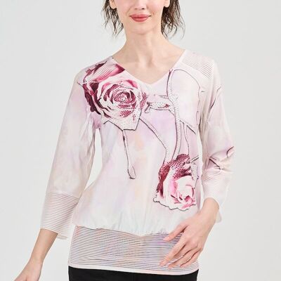 V-neck blouse - T-6612 -6406