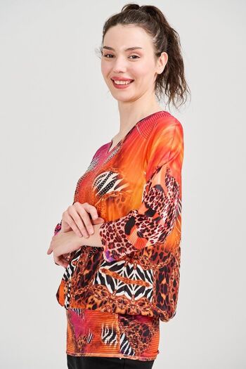 Blouse col V  - T-6612 -5538 2