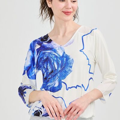 Bluse mit V-Ausschnitt - T-6612 -6410