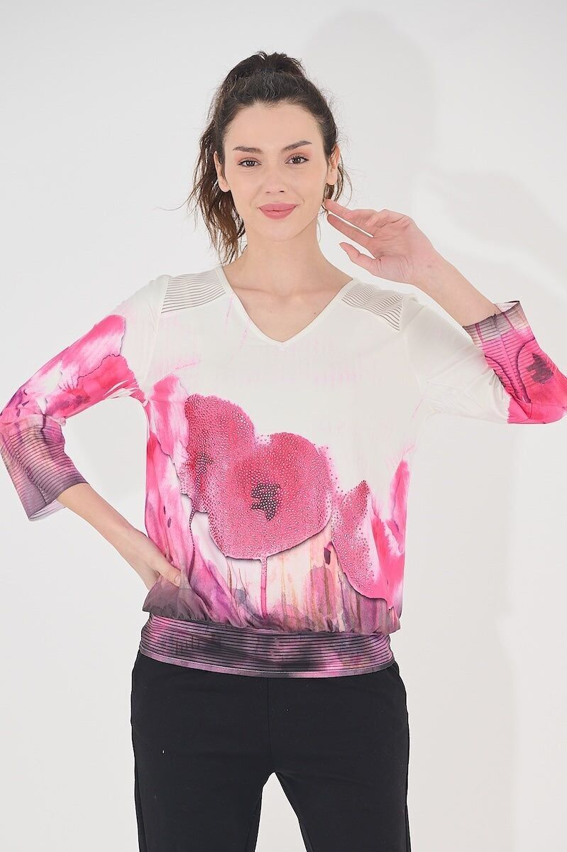 Bluse mit V-Ausschnitt – T-6612 – 6390