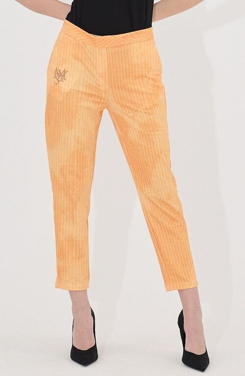 Pantalon à rayure - T-6650-ORANGE