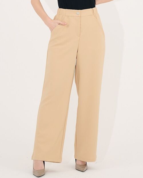 Pantalon ample de couleur - T-10765 -DARK BEIGE