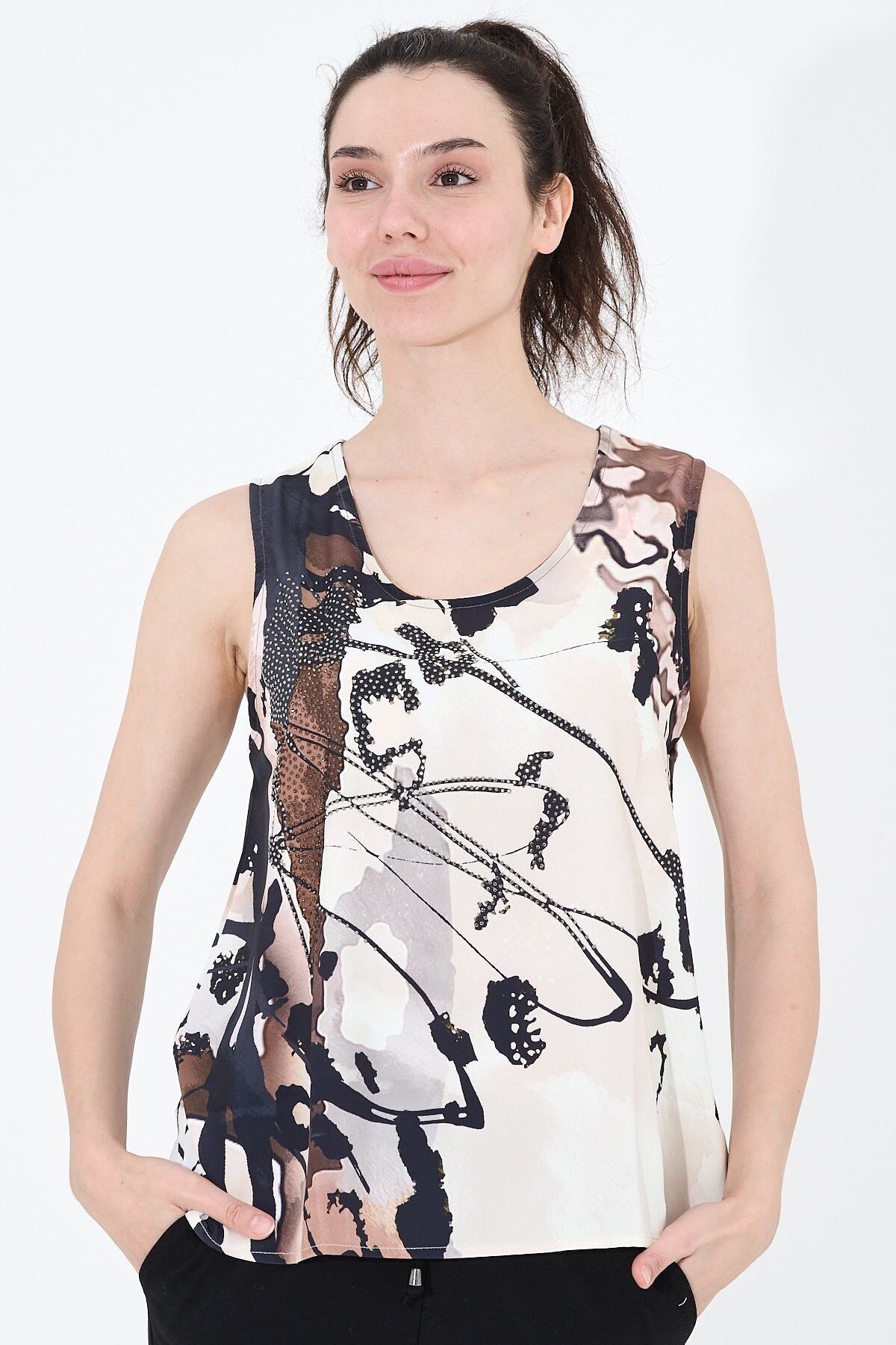 Canotta casual girocollo ampia - T-10791-7073