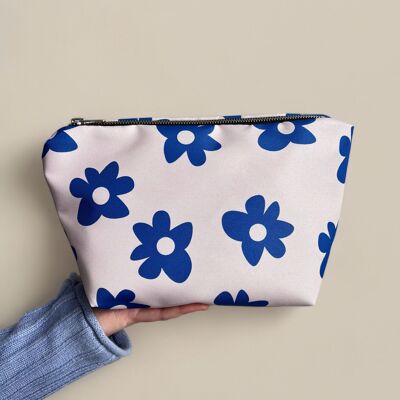 Trousse de toilette fleurs bleu