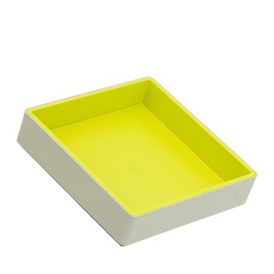 DUDU Small leather valet tray catchall ridy pearl-lime