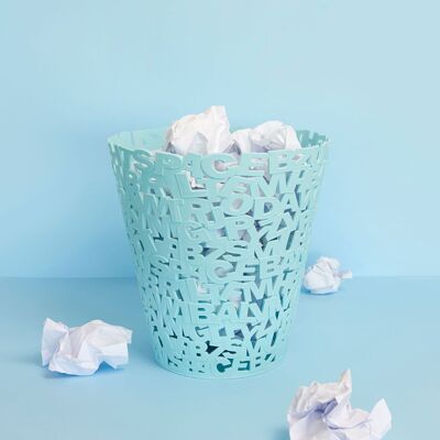 Corbeille à papier - Wastebasket - Trash can - Papierkorb, Letters, turquoise
