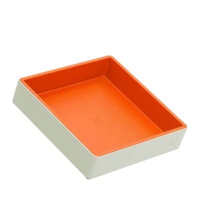 DUDU Small leather valet tray catchall ridy pearl-orange