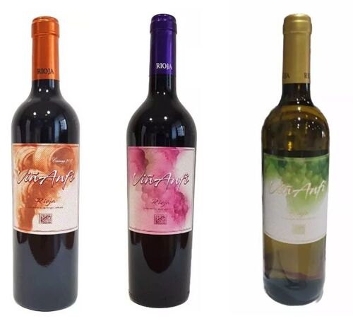 Pack New Customers vino Viña Anfi D.O.Ca. Rioja tinto y  blanco 6 botellas (2 joven + 2 crianza + 2 blanco)