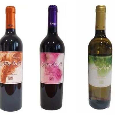 Paket Neukundenwein Viña Anfi D.ENTWEDER.Wechselstrom. Rioja rot und weiß 6 Flaschen (2 junge + 2 gealterte + 2 weiße)