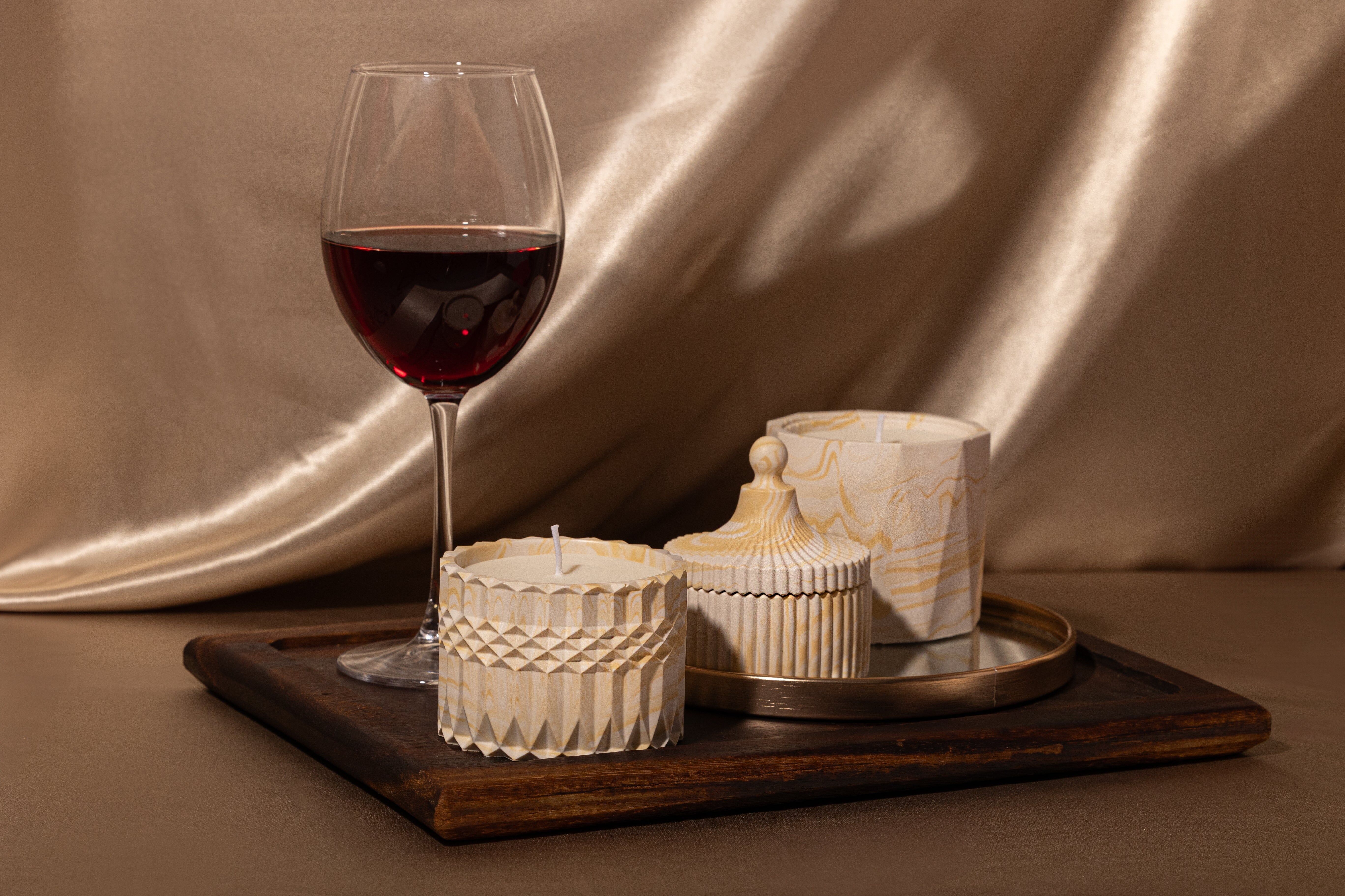 Set regalo di 3 candele energetiche maschili: cashmere e ambra baltica