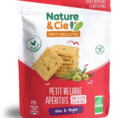 Organic and gluten-free olive and thyme petit-beurre aperitif biscuits