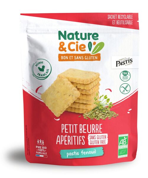 Biscuits apéritifs Petit-Beurre pastis fenouil bio et sans gluten