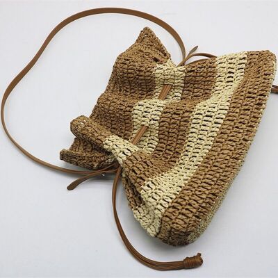 Bolso de playa tejido de rafia con cordón y hombro