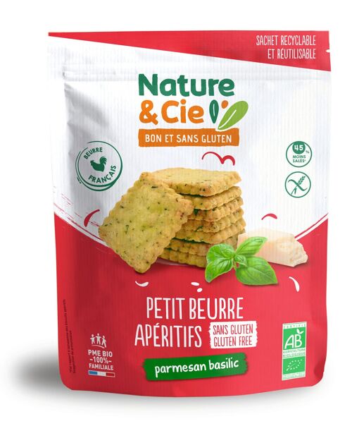 Biscuit apéritifs Petit-beurre parmesan basilic bio et sans gluten