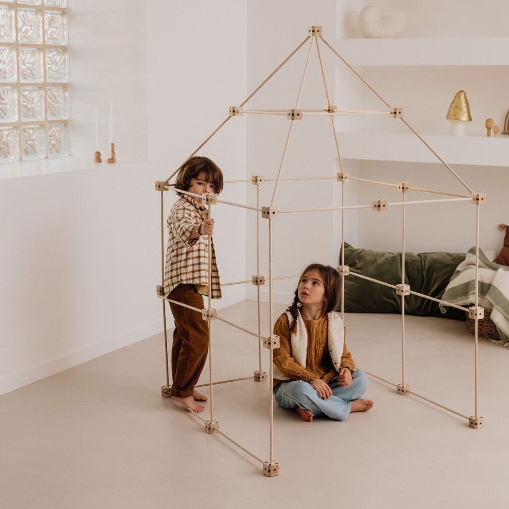 1001 Cabanes - Wooden cabin kit to build – Beaver Pack – 111 pieces – Starry Night fabric