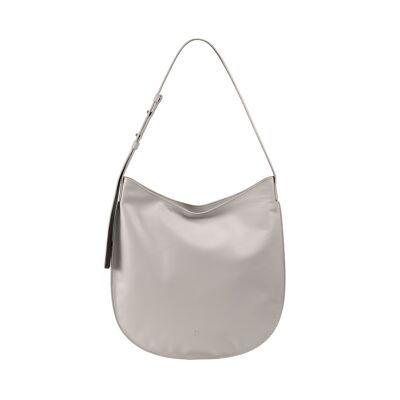 DUDU Women's leather hobo bag zipped pearl gray