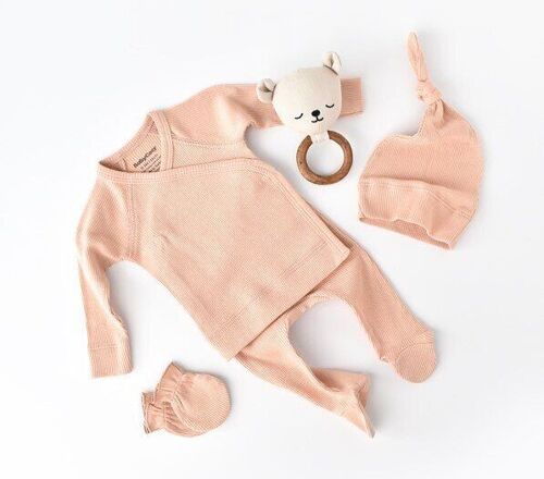 A Pack of Three Organic Cotton Girl Basic Set in Salmon