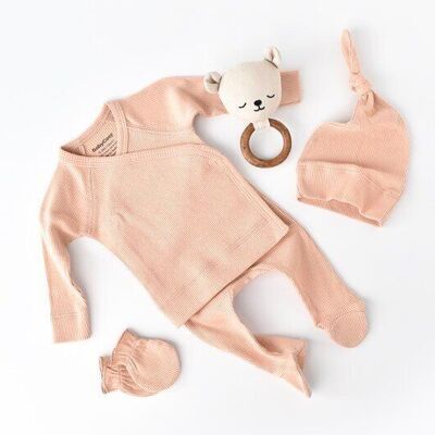 A Pack of Three Organic Cotton Girl Basic Set in Salmon