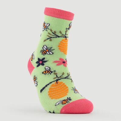 CHAUSSETTES VERALUNA ENFANT ABEILLES VERT 23-26