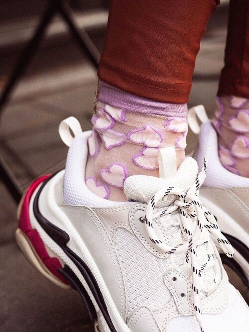 Socks Off White  Hearts