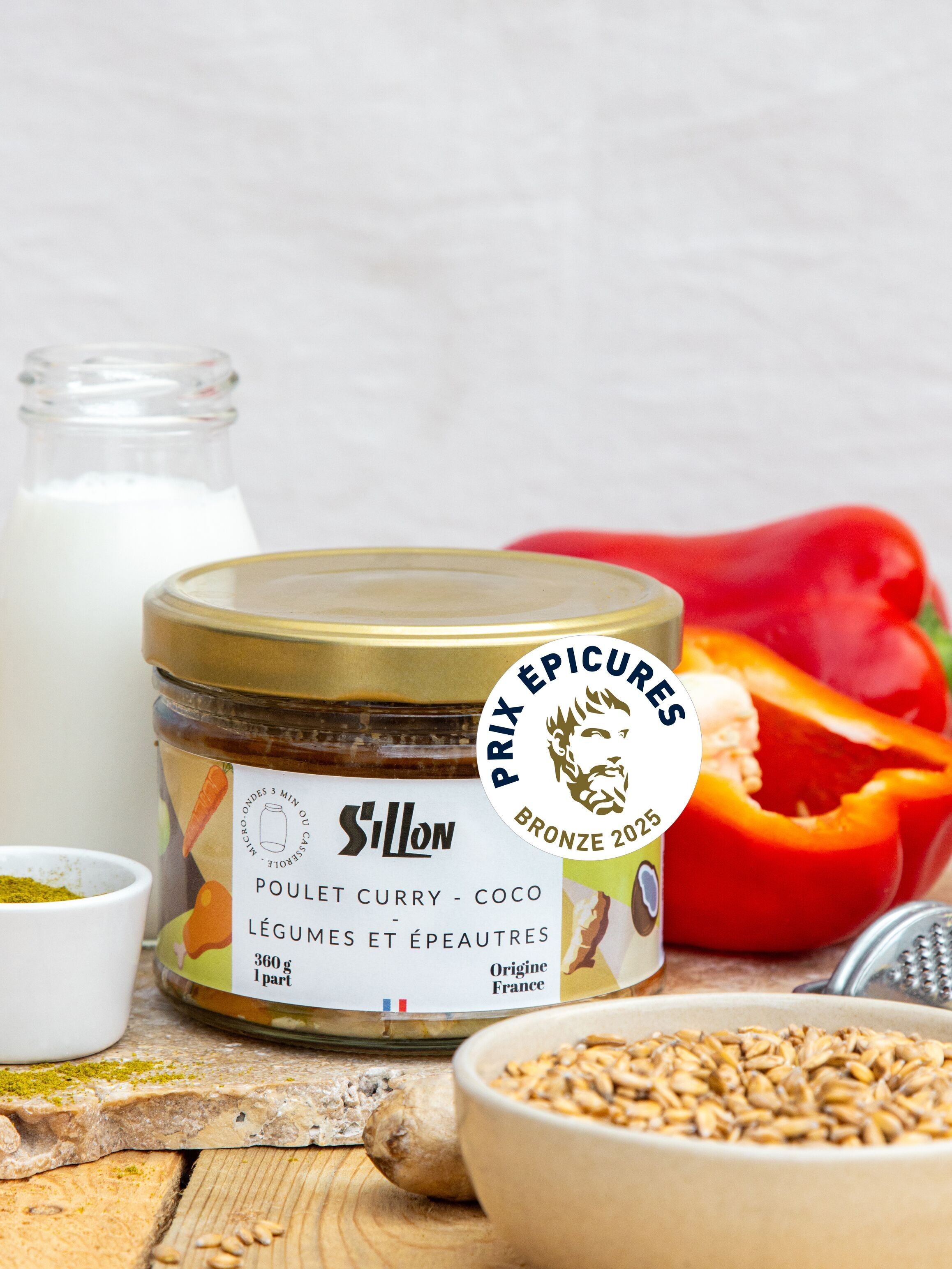 Poulet au Curry - Légumes et Epeautres 370g - Epicure de Bronze 2025