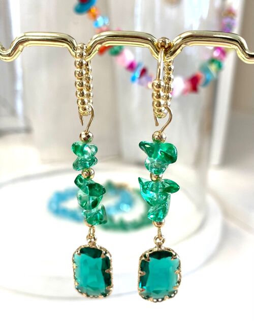 Earrings crystal/zirconia green