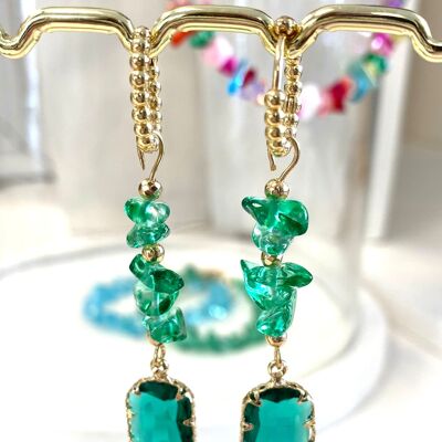 Earrings crystal/zirconia green
