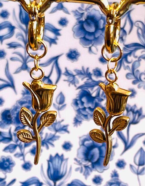 Earrings pendant tulip gold