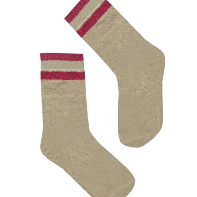 Chaussettes Rose Rayures Rouges